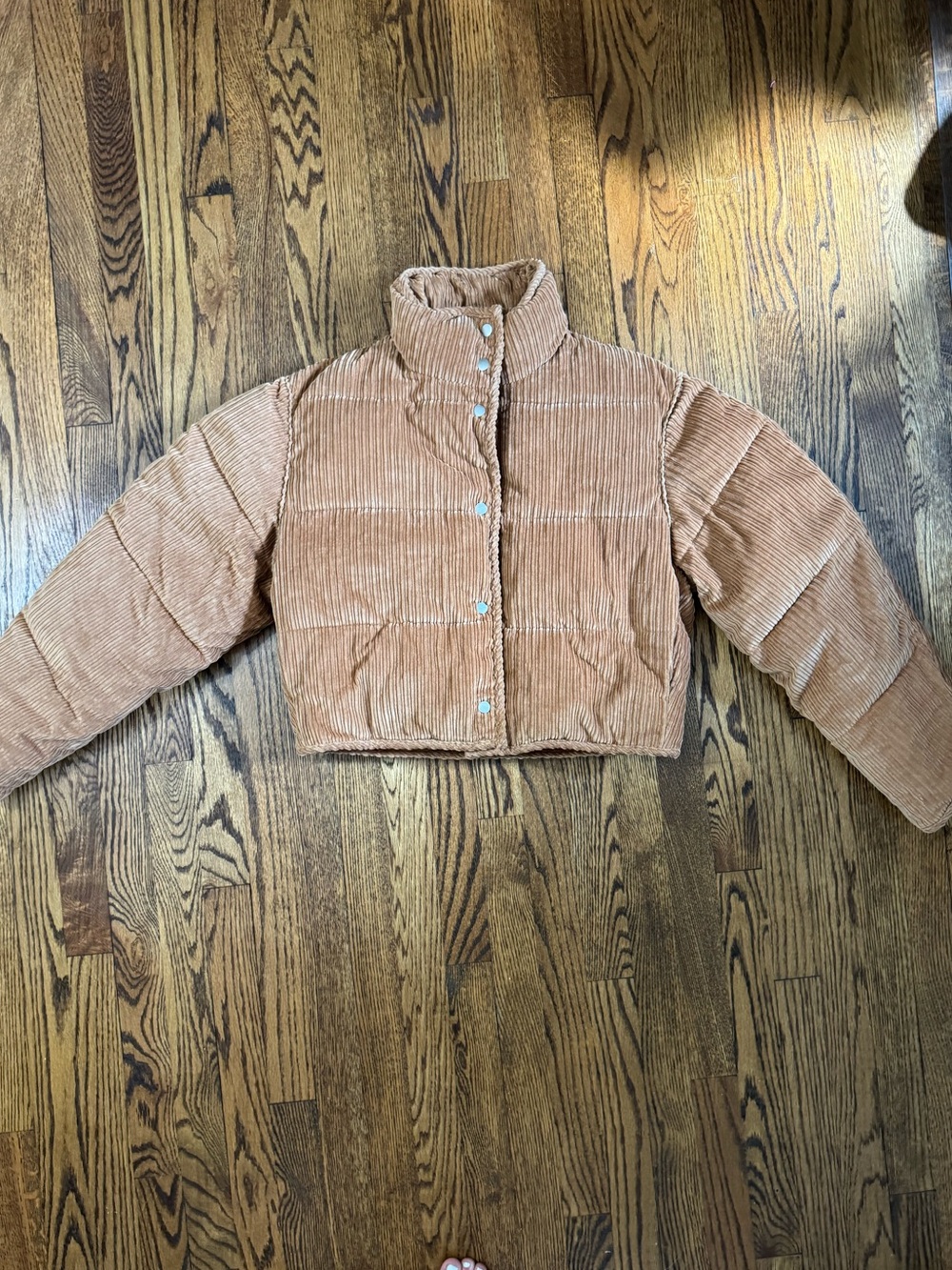Urban Outfitters Camel Corduroy Cropped Puffer Jacket Size S